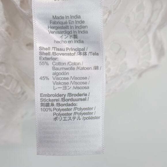 NWT Madewell Embroidered Eyelet Flutter-Sleeve Lace Trim Top White Size Small - Picture 9 of 10